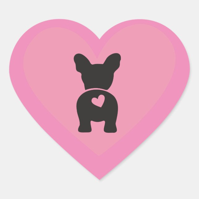 Französische Bulldog-Sticker, Geschenketiketten mi Herz-Aufkleber (Vorderseite)