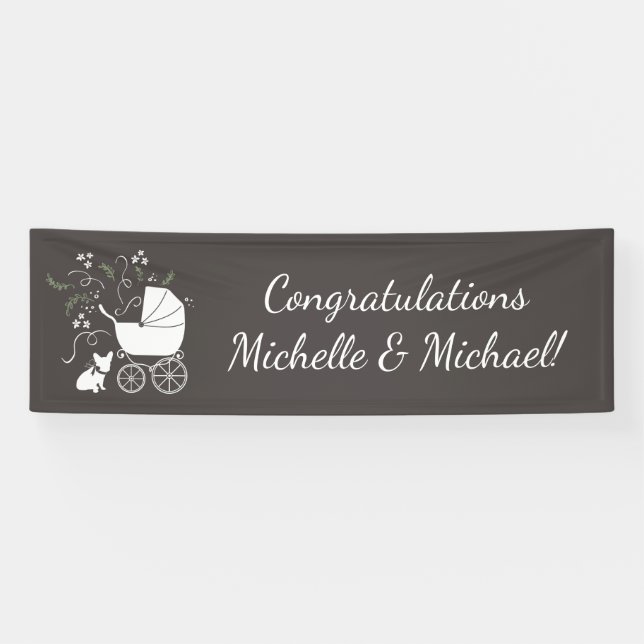 Französische Bulldog Themenparty - Babydusche neut Banner (Horizontal)