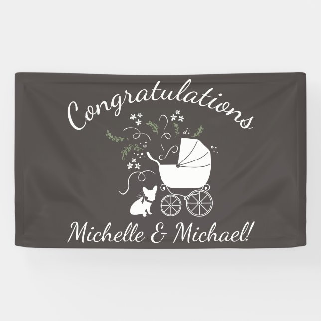 Französische Bulldog Themenparty - Babydusche neut Banner (Horizontal)