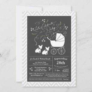 Französische Bulldog Themenparty - Babydusche neut Einladung