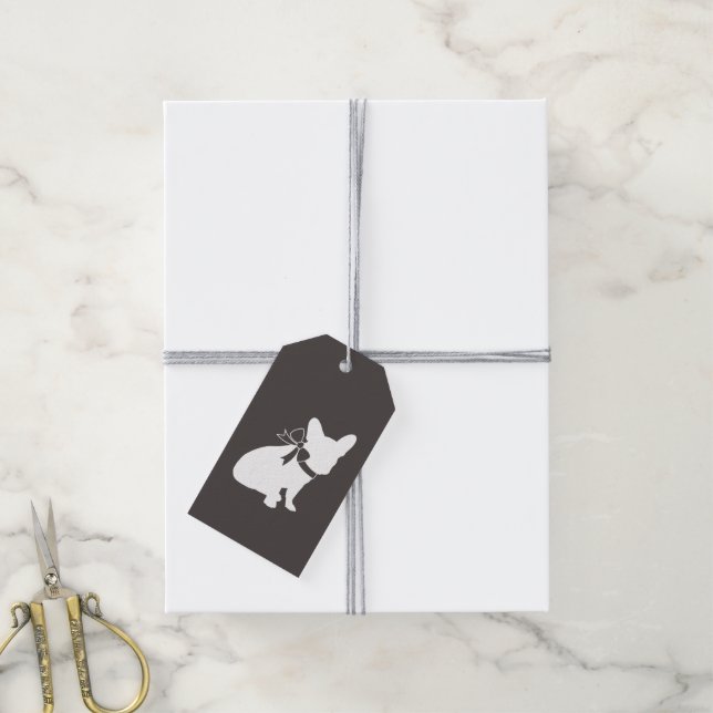 Französische Bulldog Themenparty - Babydusche neut Geschenkanhänger (Mit Garn)