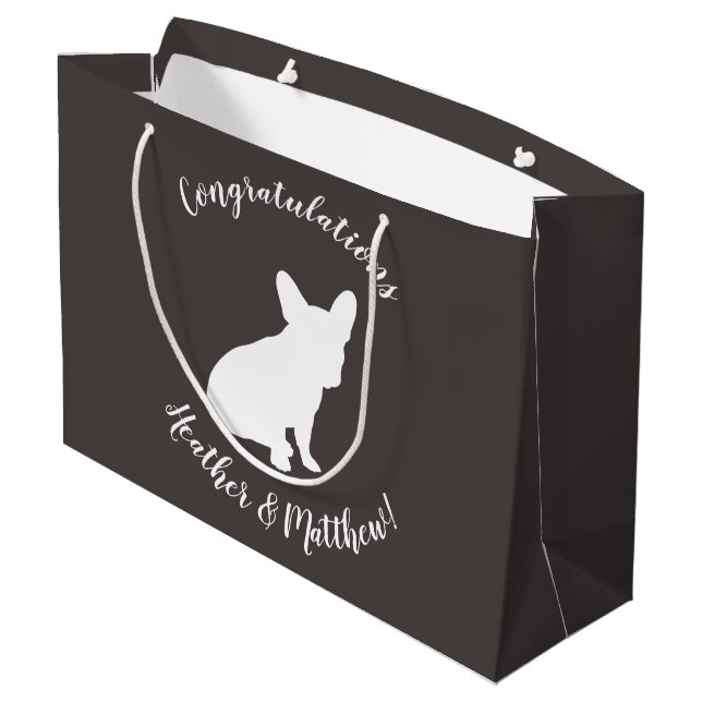 Französische Bulldog Themenparty - Babydusche neut Große Geschenktüte (Rückseite Schrägansicht)