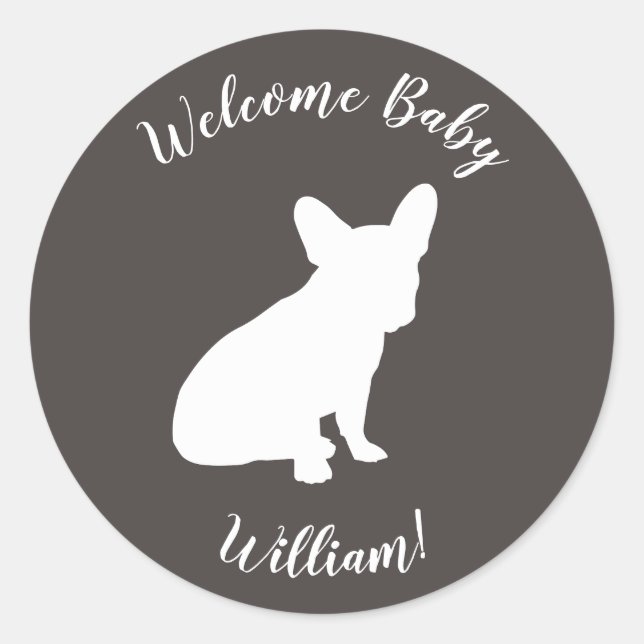 Französische Bulldog Themenparty - Babydusche neut Runder Aufkleber (Vorderseite)