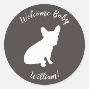 Französische Bulldog Themenparty - Babydusche neut Runder Aufkleber