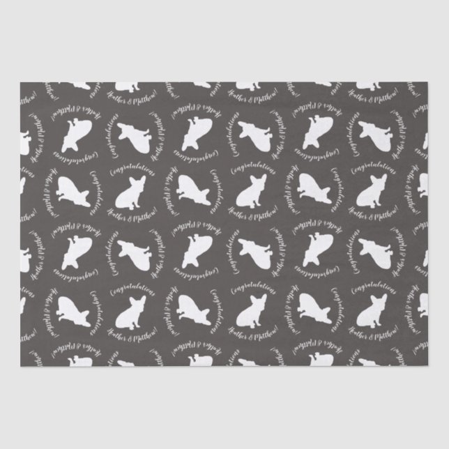 Französische Bulldog Themenparty - Babydusche neut Seidenpapier (Vorderseite)