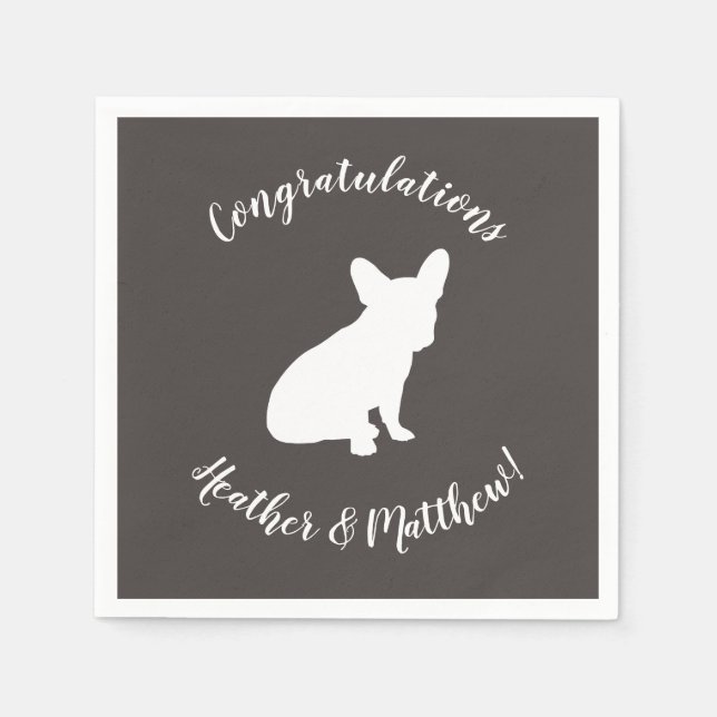 Französische Bulldog Themenparty - Babydusche neut Serviette (Vorderseite)