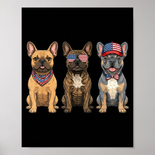 Französische Bulldogge 4. Juli Amerikanische Flagg Poster