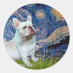Französische Bulldogge (4W) - Sternennacht Runder Aufkleber