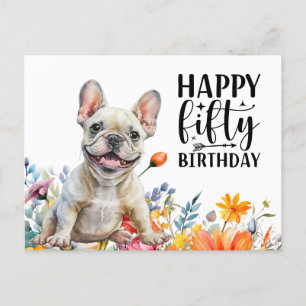 Französische Bulldogge 50. Geburtstag Postkarte