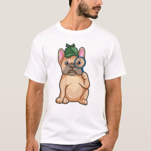 Französische Bulldogge als Detektiv mit Lupe T-Shirt