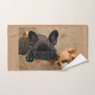 Französische Bulldogge am Strand French Bulldog Handtuch