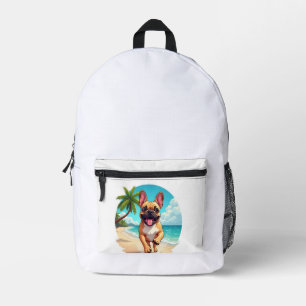 Französische Bulldogge an einem Strand Bedruckter Rucksack