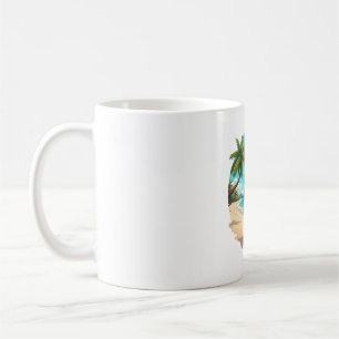 Französische Bulldogge an einem Strand Kaffeetasse