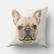 Französische Bulldogge Aquarell-Kissenbezug Neutra