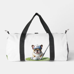 Französische Bulldogge auf Golfplatz im Urlaub Duffle Bag
