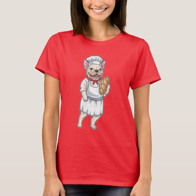 Französische Bulldogge Bäcker Brot T-Shirt (Vorderseite)