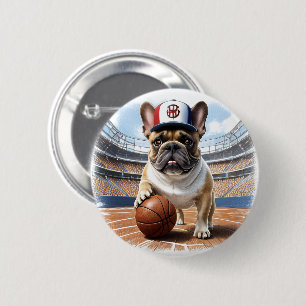 Französische Bulldogge Basketball Bulldog Vatertag Button
