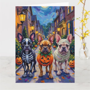 Französische Bulldogge beim Trick-or-Treat Hallowe Karte