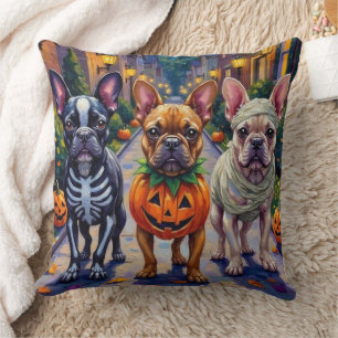 Französische Bulldogge beim Trick-or-Treat Hallowe Kissen