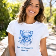 Französische Bulldogge blaue Lineart Kritzelei Fre