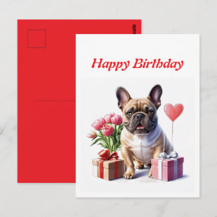 Französische Bulldogge Blumen Birthday Bulldog Postkarte