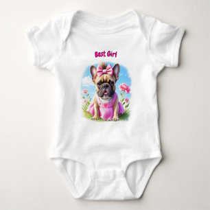 Französische Bulldogge Blumen French Bulldog Baby Strampler