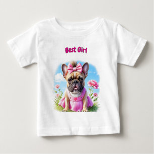 Französische Bulldogge Blumen French Bulldog Baby T-shirt