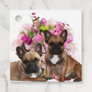 Französische Bulldogge Blumen French Bulldog Feier Geschenkanhänger