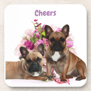Französische Bulldogge Blumen French Bulldog Feier Getränkeuntersetzer