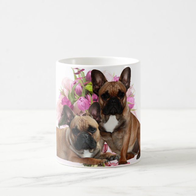 Französische Bulldogge Blumen French Bulldog Feier Kaffeetasse (Mittel)
