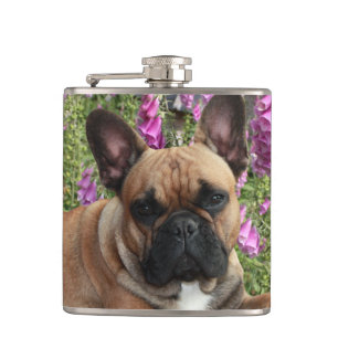 Französische Bulldogge Blumen French Bulldog Flachmann