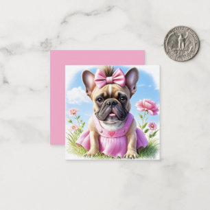 Französische Bulldogge Blumen French Bulldog Mitteilungskarte