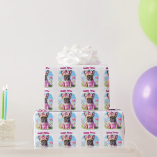 Französische Bulldogge Blumen Ostern Französische Geschenkpapier