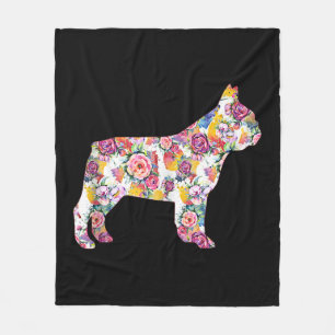 Französische Bulldogge Blumenmuster farbenfrohes Fleecedecke