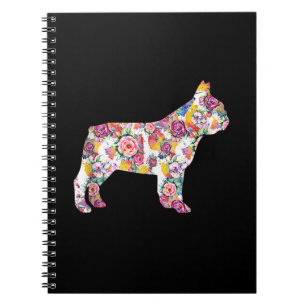 Französische Bulldogge Blumenmuster  farbenfrohes  Notizblock