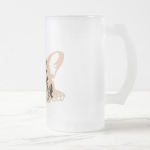 Französische Bulldogge braun Mattglas Bierglas