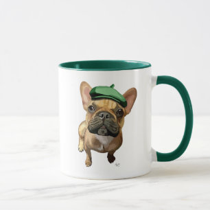 Französische Bulldogge Browns mit grünem Hut 2 Tasse