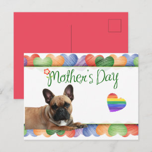 französische Bulldogge buntes Herz French Bulldog Postkarte