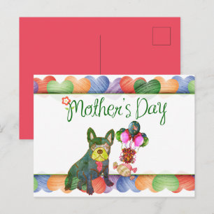 französische Bulldogge buntes Herz French Bulldog Postkarte