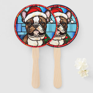 Französische Bulldogge Buntglas Weihnachten Fächer