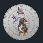 Französische Bulldogge Butterflies Day Bulldog Dartscheibe<br><div class="desc">Wunderschöne französische Bulldogge mit bunten Schmetterlingen. Dieser Blick ... i like frenchy Die französische Bulldogge ist ein kleiner Molosser ist sehr agil, sportlich und aufgeweckt. Er ist ein Clown unter den Hunderassen und äußerst liebenswert. Der Bully ist sehr kinderlieb und ein treuer Familienhund. Auf Grund seine Größe ist er auch...</div>