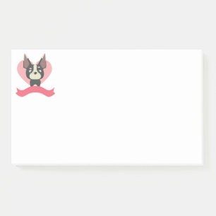 Französische Bulldogge Cartoon auf Herz Post-it Klebezettel
