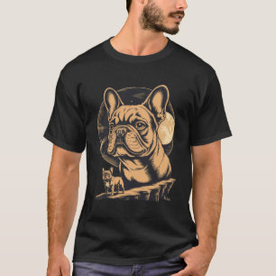 Französische Bulldogge Celestial Moon Art Vintage T-Shirt