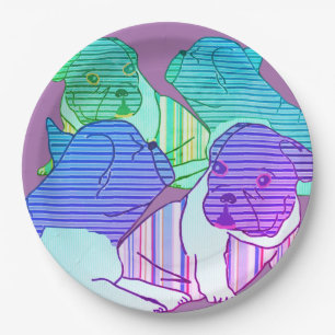 Französische Bulldogge Comic Neon French Bulldog Pappteller