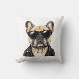 Französische Bulldogge Cooler Hund Grafik Kissen