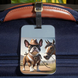 Französische Bulldogge Cowboyhut French Bulldog Gepäckanhänger