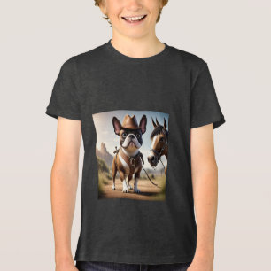 Französische Bulldogge Cowboyhut French Bulldog Tri-Blend Shirt