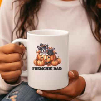 Französische Bulldogge Dad Halloween Kürbisse Kaffeetasse