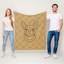 Französische Bulldogge Dekoratives Linienkunstmust Fleecedecke