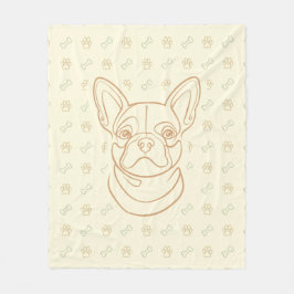 Französische Bulldogge Dekoratives Linienkunstmust Fleecedecke